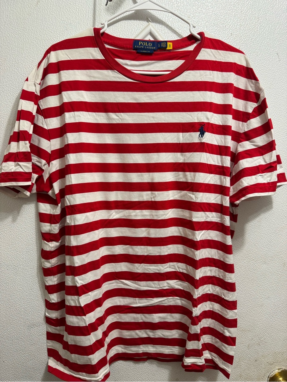 Polo by Ralph Lauren Red & White Striped Crewneck Tee